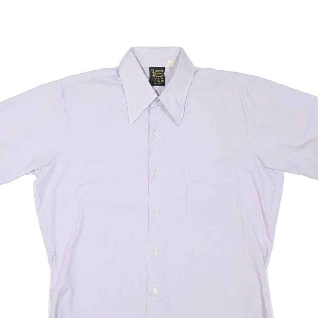 Mens White Shirts M Polyester Blend Short Sleeve Button Up Casual