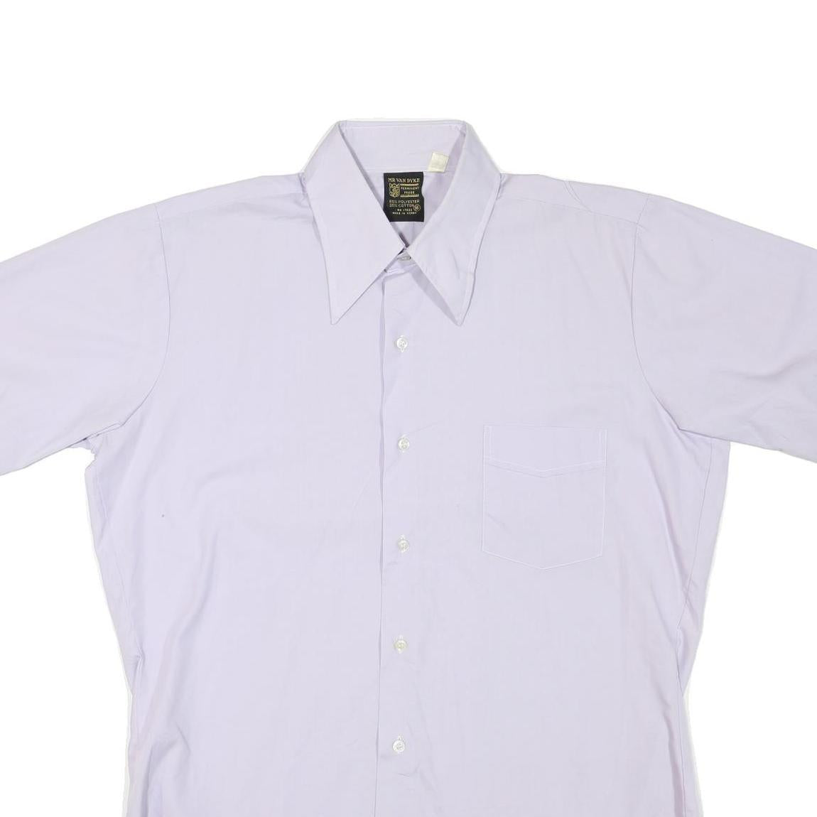 Mens White Shirts M Polyester Blend Short Sleeve Button Up Casual