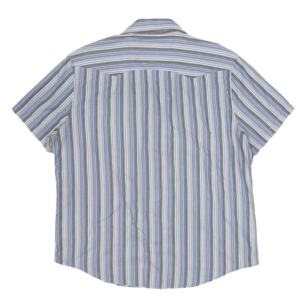 LEVI'S Mens Blue & Grey Striped Short Sleeve Shirt XL Cotton Casual Summer