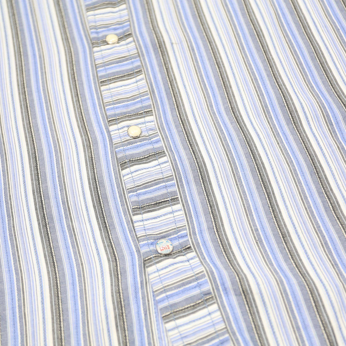 LEVI'S Mens Blue & Grey Striped Short Sleeve Shirt XL Cotton Casual Summer