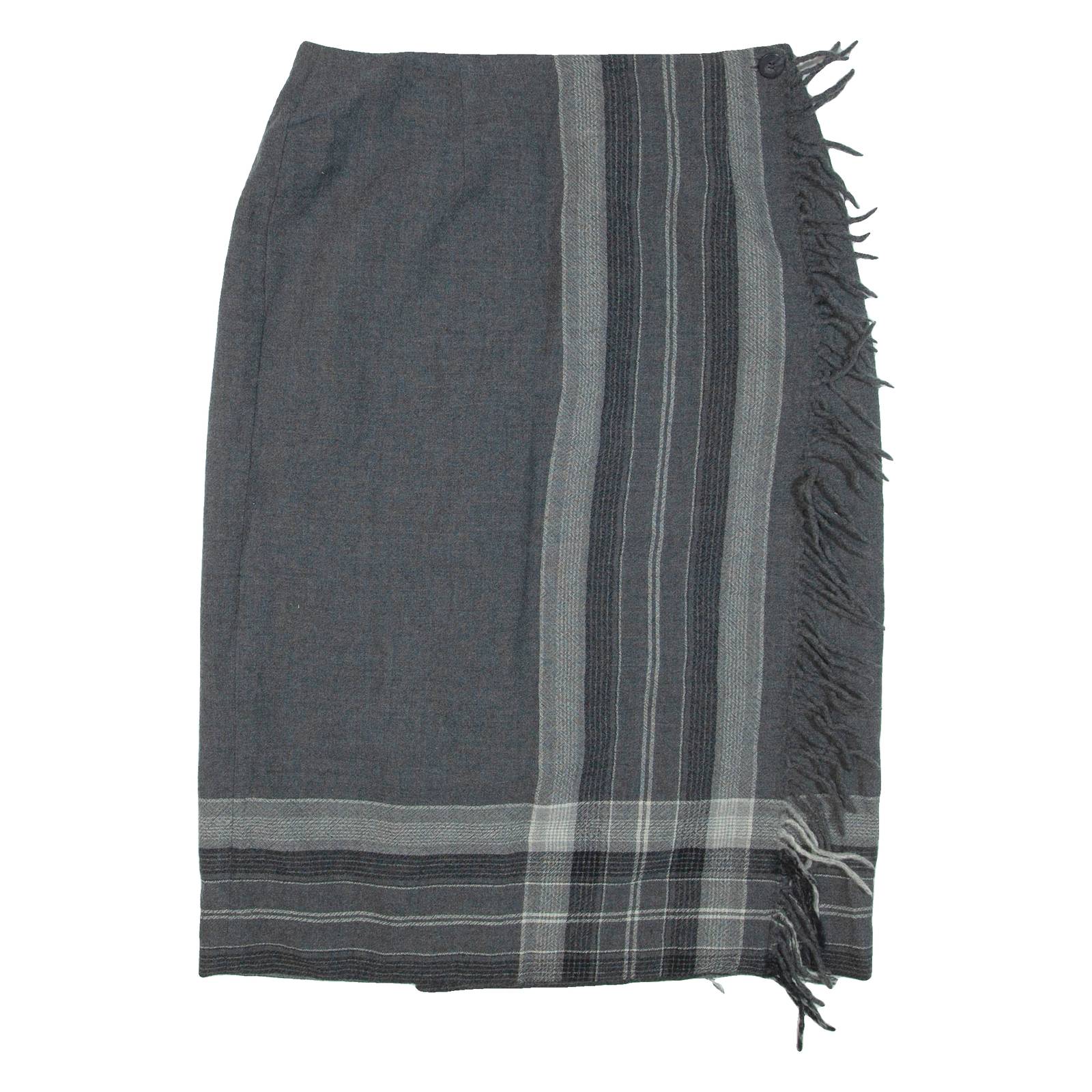 TALBOTS Womens Straight Skirt Grey Knee Length Wool Striped L
