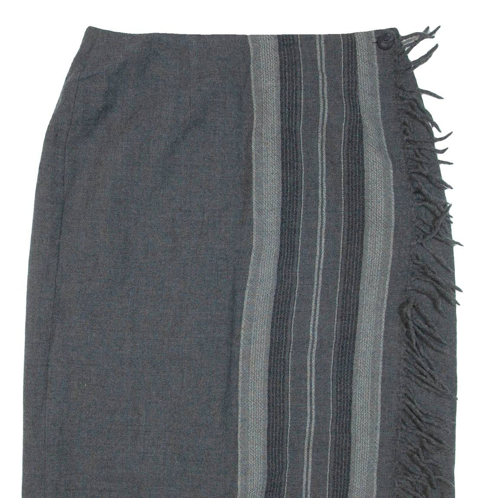 TALBOTS Womens Straight Skirt Grey Knee Length Wool Striped L
