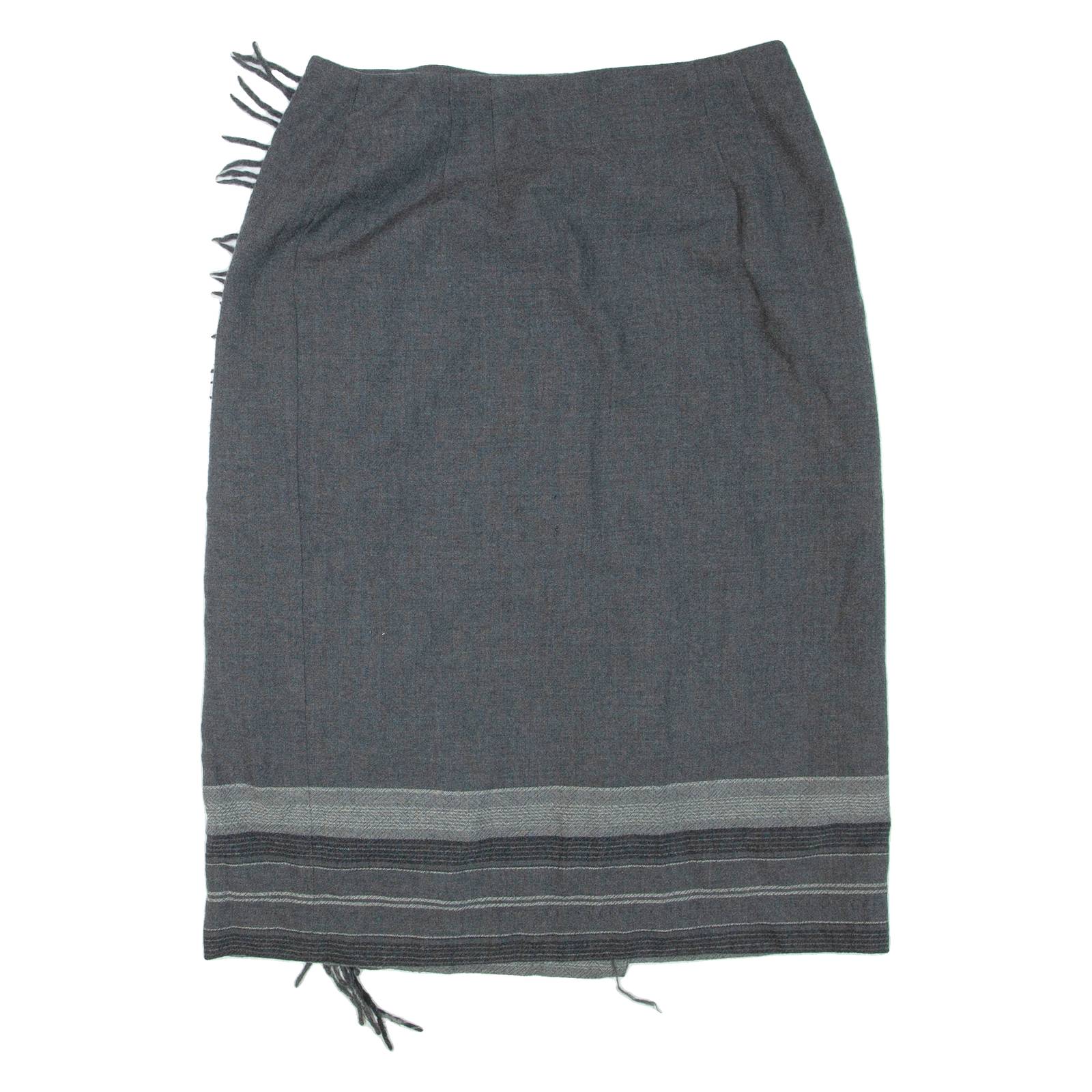 TALBOTS Womens Straight Skirt Grey Knee Length Wool Striped L