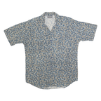 TRIUMPH Mens Blue Pattern Shirt M Casual Cotton Blend Short Sleeve Relaxed Fit