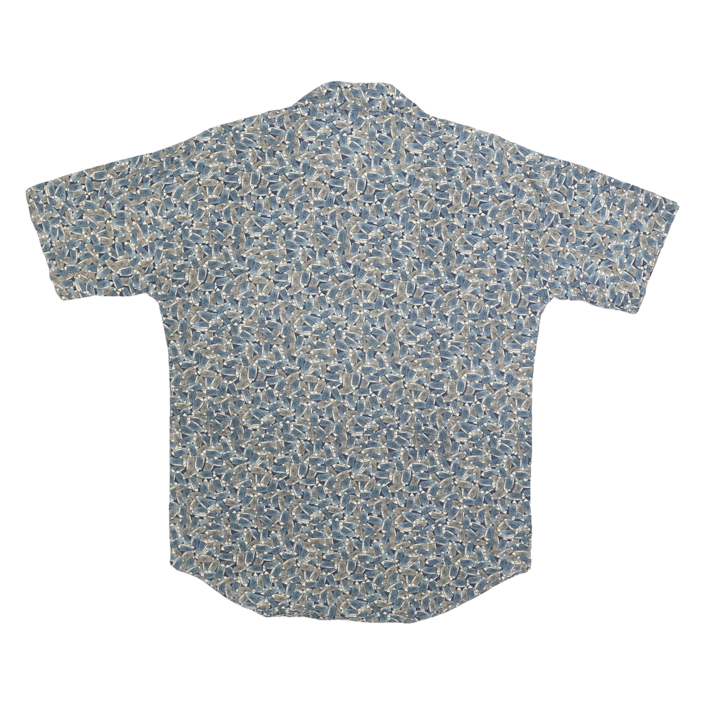 TRIUMPH Mens Blue Pattern Shirt M Casual Cotton Blend Short Sleeve Relaxed Fit