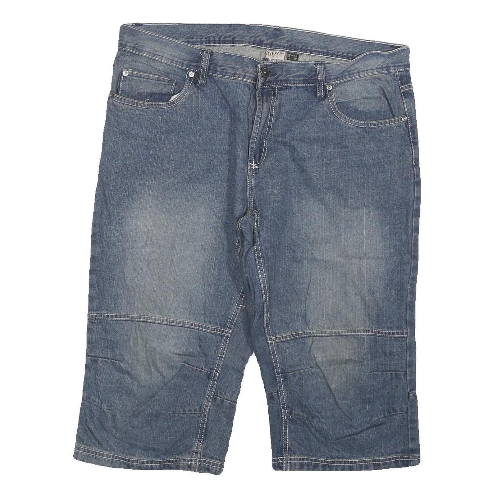 LIVERGY Mens Denim Blue Casual Shorts 3XL W40 Relaxed Fit Cotton Blend