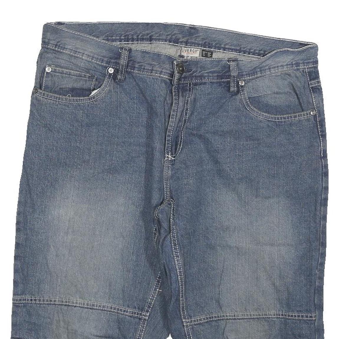 LIVERGY Mens Denim Blue Casual Shorts 3XL W40 Relaxed Fit Cotton Blend