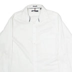 TOMMY HILFIGER Mens White Plain Shirt L Classic Button Collar Long Sleeve Cotton