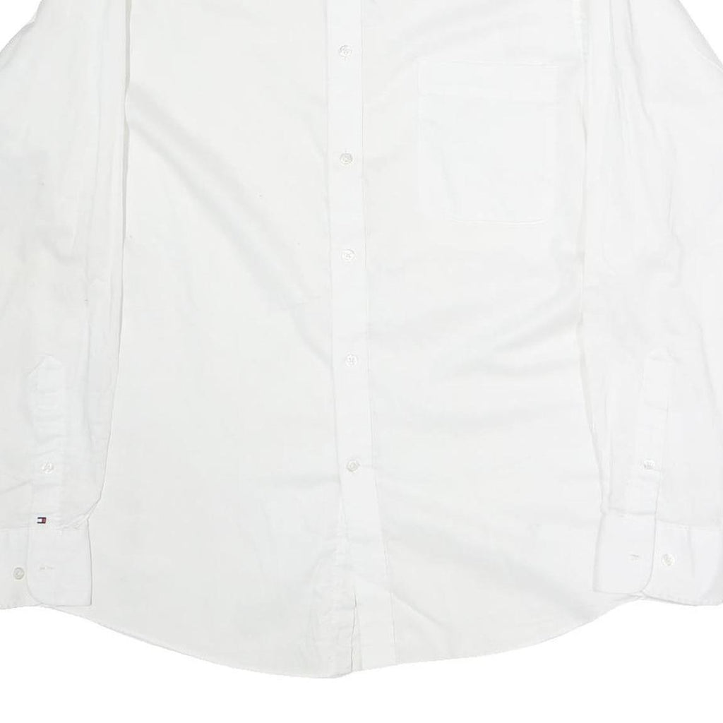 TOMMY HILFIGER Mens White Plain Shirt L Classic Button Collar Long Sleeve Cotton
