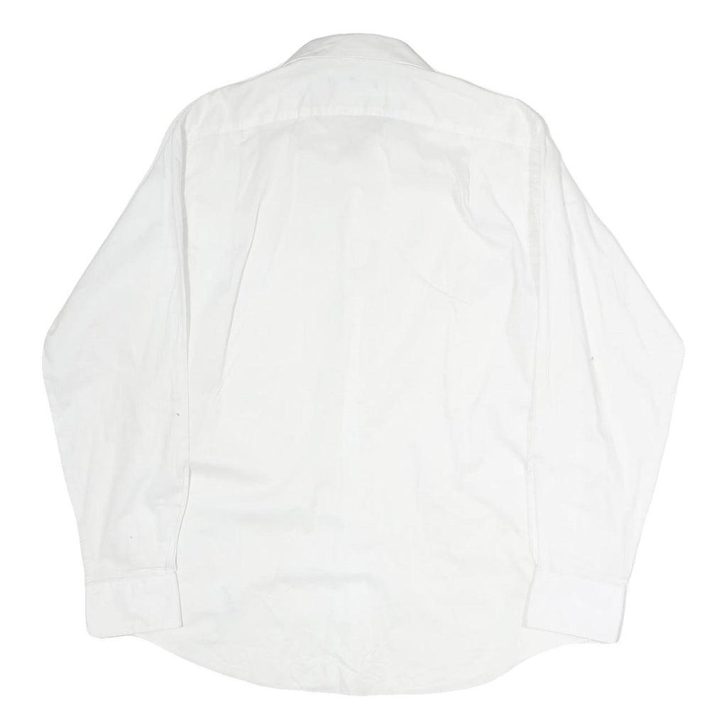 TOMMY HILFIGER Mens White Plain Shirt L Classic Button Collar Long Sleeve Cotton