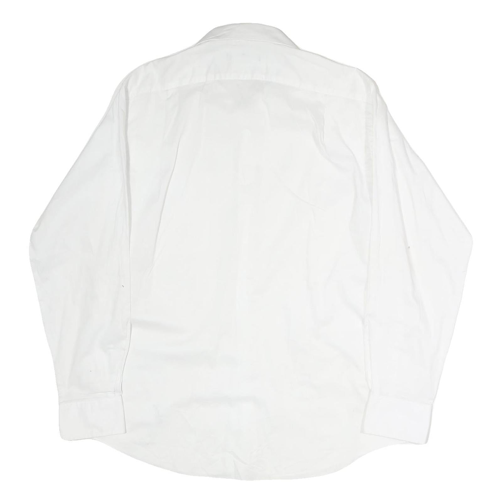 TOMMY HILFIGER Mens White Plain Shirt L Classic Button Collar Long Sleeve Cotton