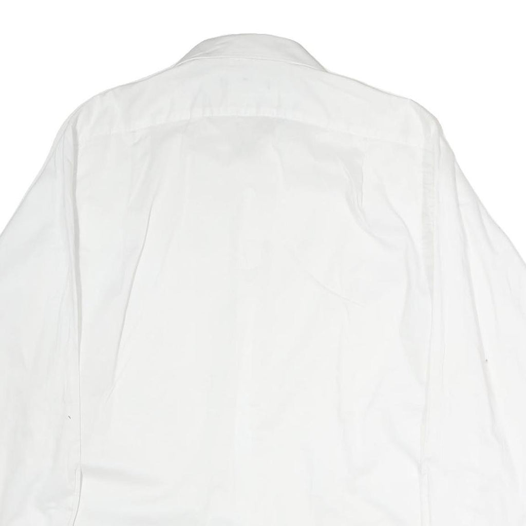 TOMMY HILFIGER Mens White Plain Shirt L Classic Button Collar Long Sleeve Cotton