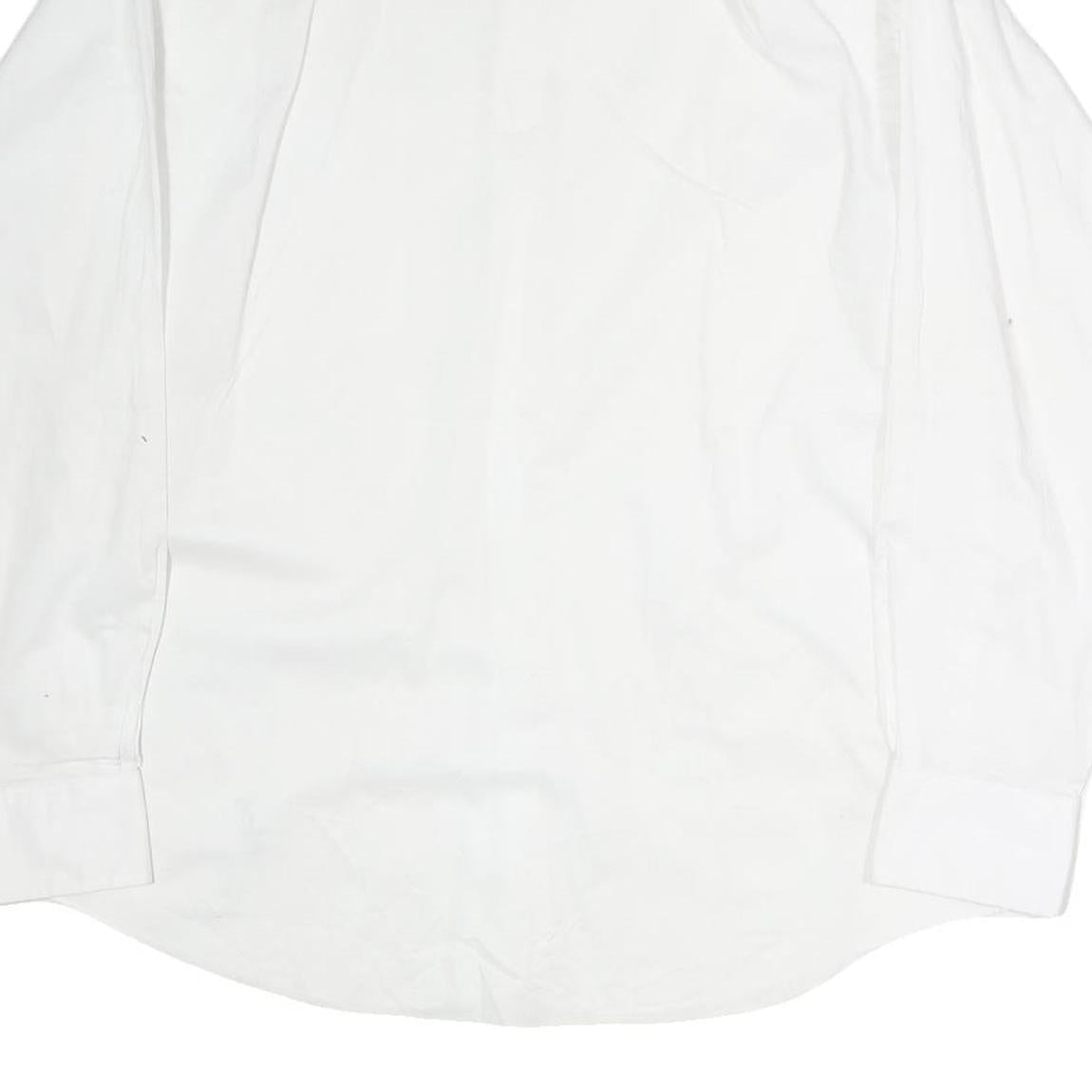 TOMMY HILFIGER Mens White Plain Shirt L Classic Button Collar Long Sleeve Cotton