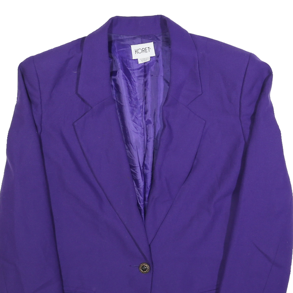 KORET Womens Purple Wool Blend Classic Jacket M Button Closure Plain Elegant