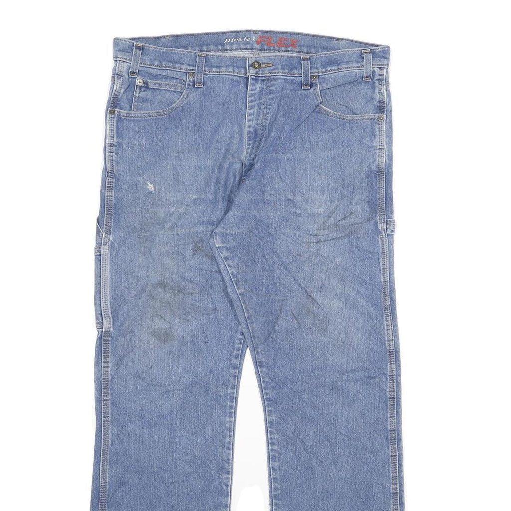 DICKIES Mens Blue Regular Fit Straight Leg Denim Jeans W36 L32 Workwear Relaxed