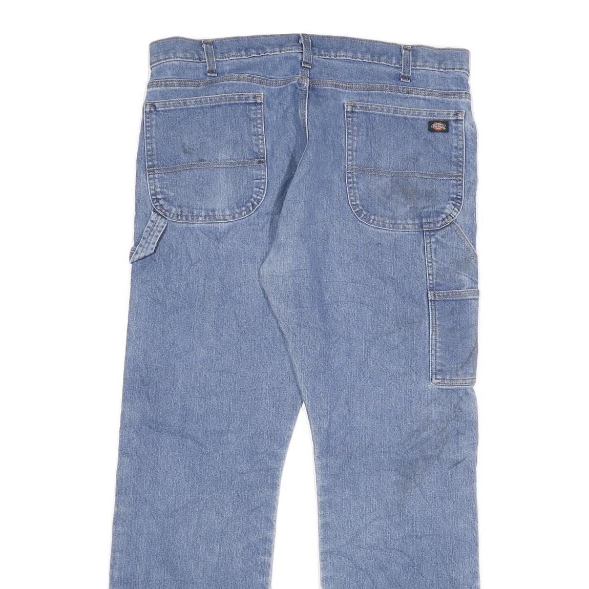 DICKIES Mens Blue Regular Fit Straight Leg Denim Jeans W36 L32 Workwear Relaxed