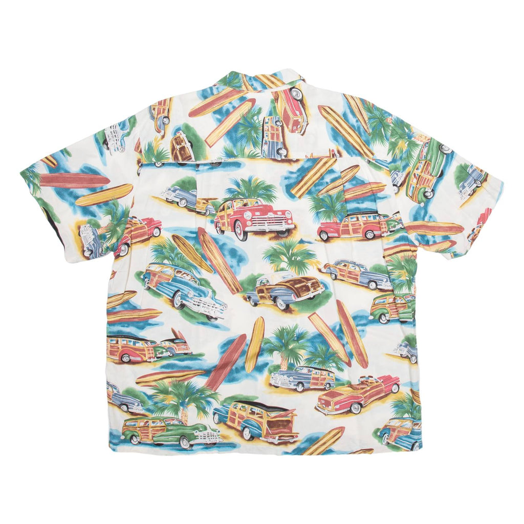DIAMOND HEAD Mens Hawaiian Shirt White Crazy Pattern L