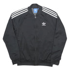 ADIDAS Mens Black Track Jacket M Polyester Zip Plain Sportswear Training Casual