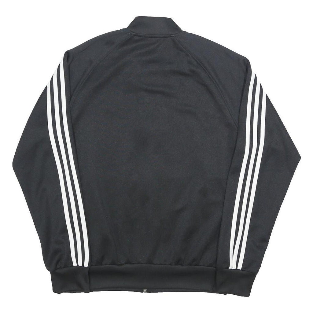 ADIDAS Mens Black Track Jacket M Polyester Zip Plain Sportswear Training Casual