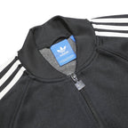 ADIDAS Mens Black Track Jacket M Polyester Zip Plain Sportswear Training Casual