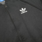 ADIDAS Mens Black Track Jacket M Polyester Zip Plain Sportswear Training Casual
