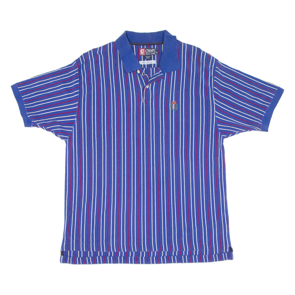 CHAPS RALPH LAUREN Mens Polo Shirt Blue Striped XL