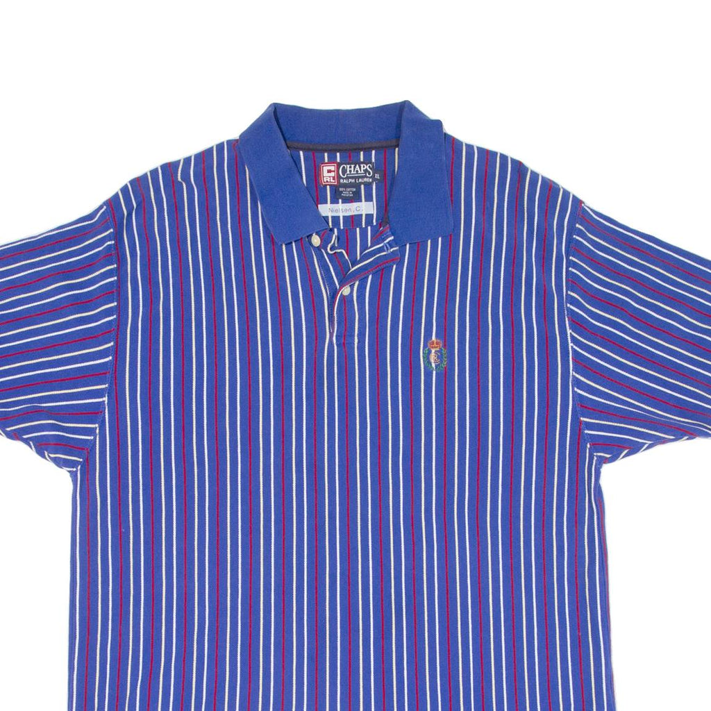CHAPS RALPH LAUREN Mens Polo Shirt Blue Striped XL