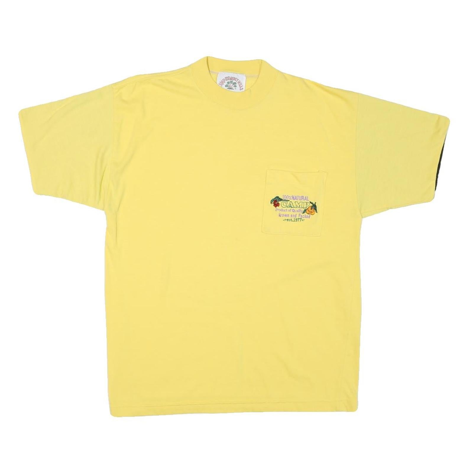CAMP BEVERLY HILLS Mens Yellow T-Shirt M Short Sleeve Crew Neck Cotton Blend