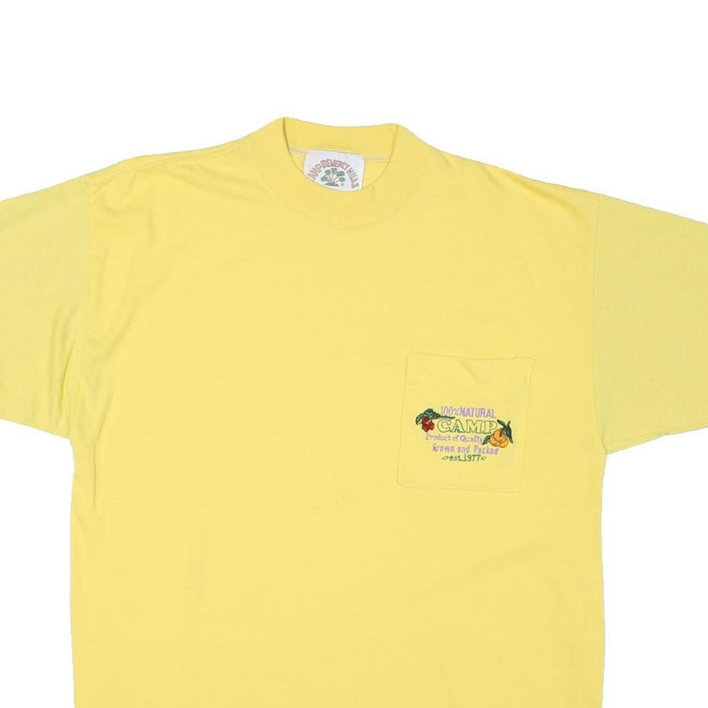 CAMP BEVERLY HILLS Mens Yellow T-Shirt M Short Sleeve Crew Neck Cotton Blend