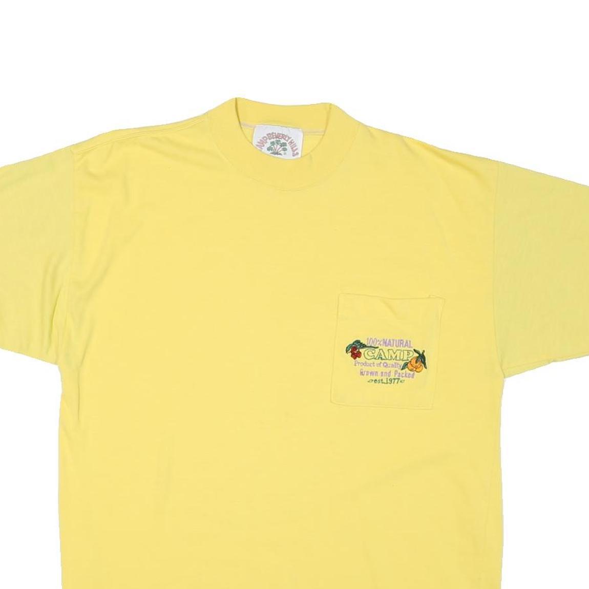 CAMP BEVERLY HILLS Mens Yellow T-Shirt M Short Sleeve Crew Neck Cotton Blend