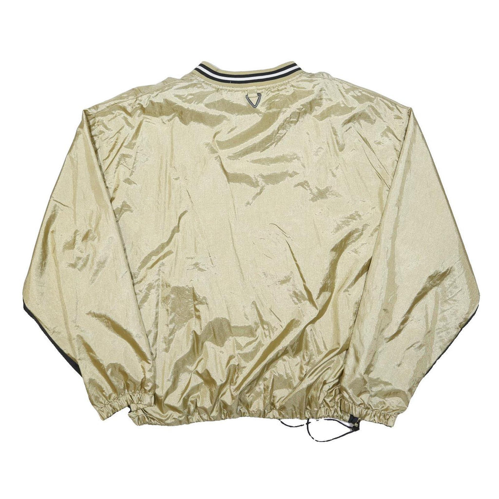 HOLLOWAY Mens Beige & Black Classic Nylon Jacket 2XL V-Neck Athletic Windbreaker