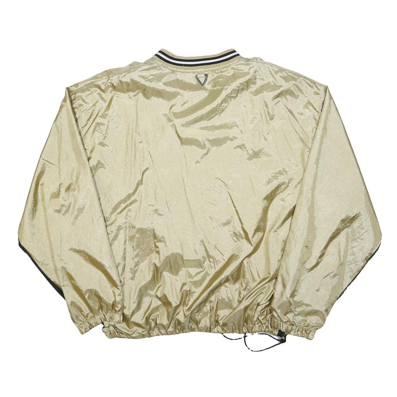 HOLLOWAY Mens Beige & Black Classic Nylon Jacket 2XL V-Neck Athletic Windbreaker