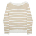 TOMMY HILFIGER Womens Beige & White Patterned Crew Neck Jumper Basic Knit M