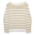 TOMMY HILFIGER Womens Beige & White Patterned Crew Neck Jumper Basic Knit M