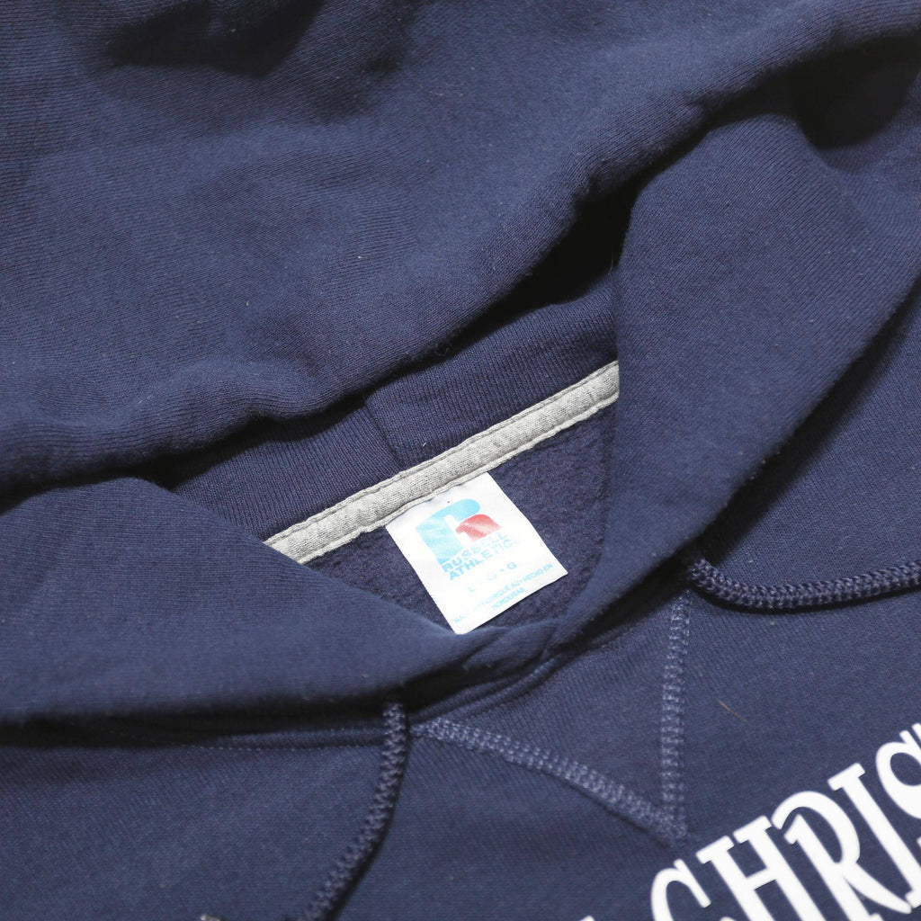 RUSSELL ATHLETIC Mens Navy Lynden Christian Lyncs Pullover Hoodie L