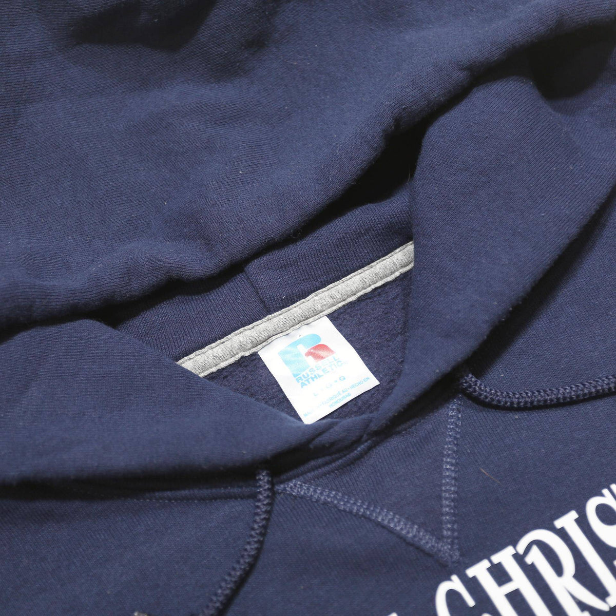 RUSSELL ATHLETIC Mens Navy Lynden Christian Lyncs Pullover Hoodie L