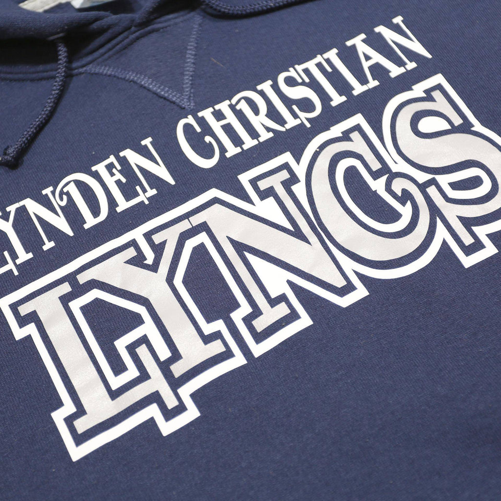RUSSELL ATHLETIC Mens Navy Lynden Christian Lyncs Pullover Hoodie L
