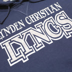 RUSSELL ATHLETIC Mens Navy Lynden Christian Lyncs Pullover Hoodie L