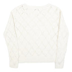 TOMMY HILFIGER Womens White Patterned Jumper Crew Neck Basic Knit L Cotton Blend