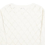 TOMMY HILFIGER Womens White Patterned Jumper Crew Neck Basic Knit L Cotton Blend