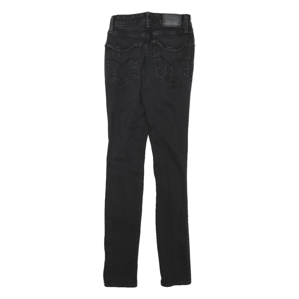 LEVI'S 721 Womens Slim Black Denim Light Woven Jeans W22 L28 Distressed