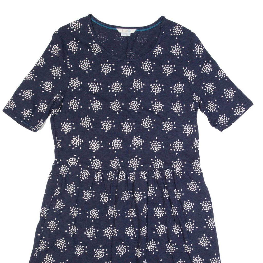 BODEN Womens Fit & Flare Dress Blue Spotted Short Sleeve Knee Length UK 12
