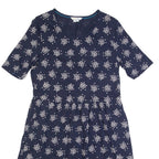 BODEN Womens Fit & Flare Dress Blue Spotted Short Sleeve Knee Length UK 12