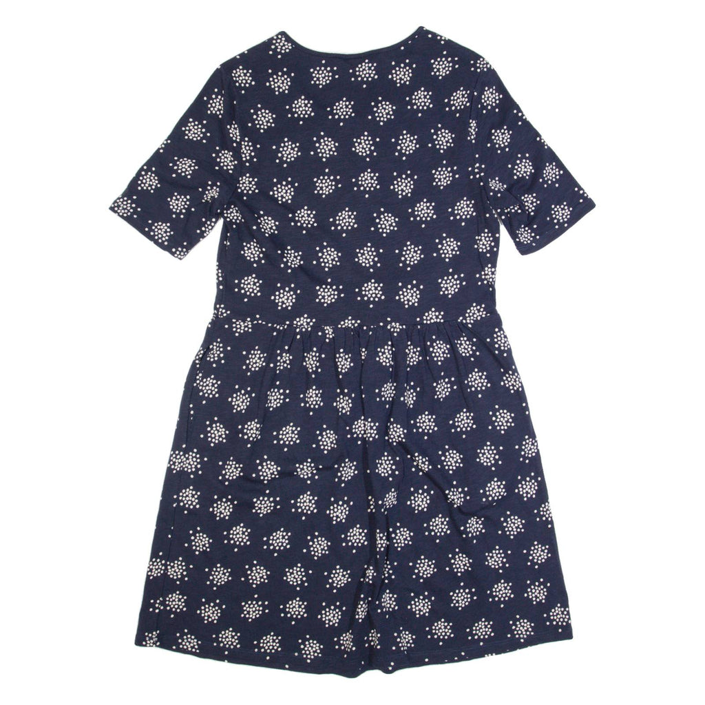 BODEN Womens Fit & Flare Dress Blue Spotted Short Sleeve Knee Length UK 12