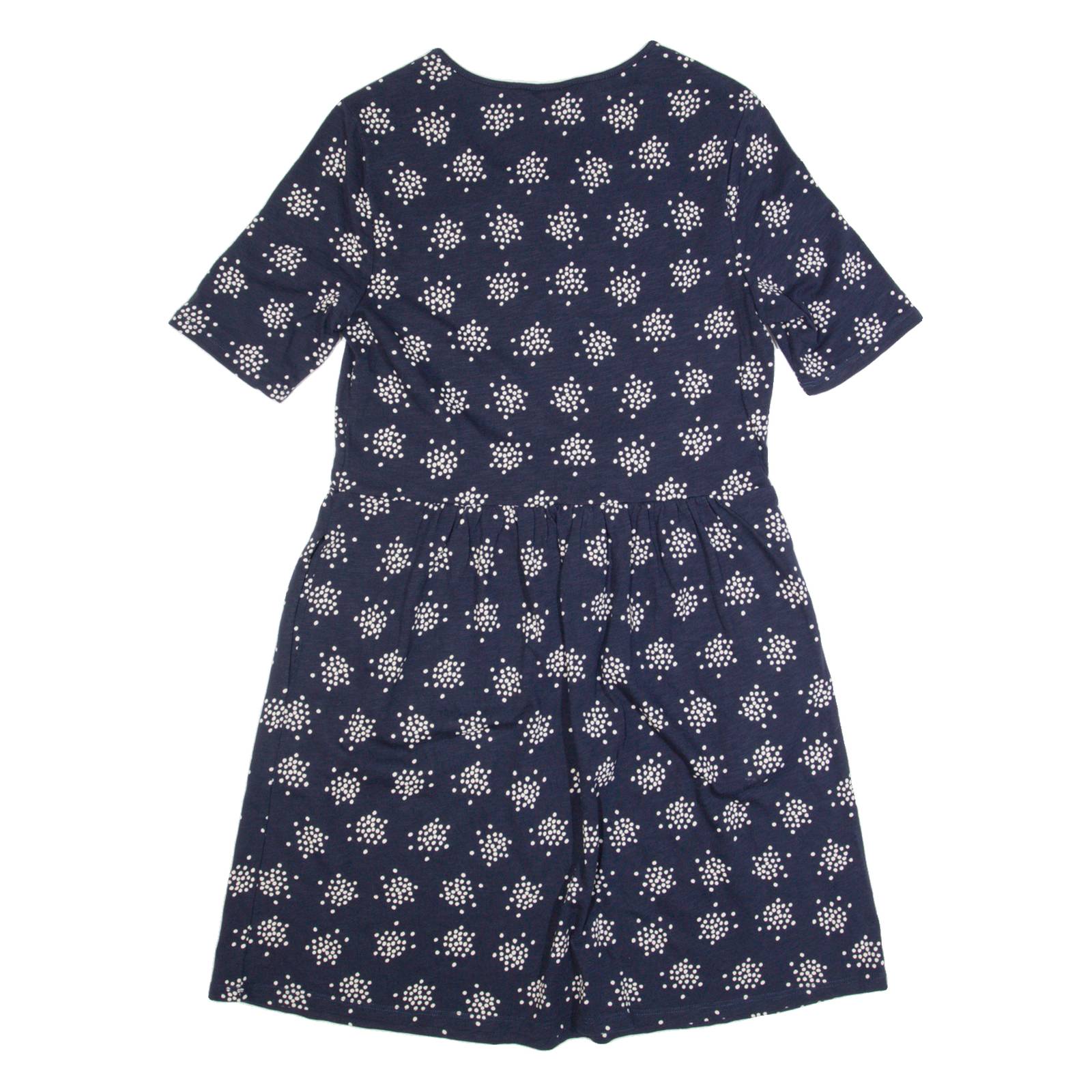 BODEN Womens Fit & Flare Dress Blue Spotted Short Sleeve Knee Length UK 12