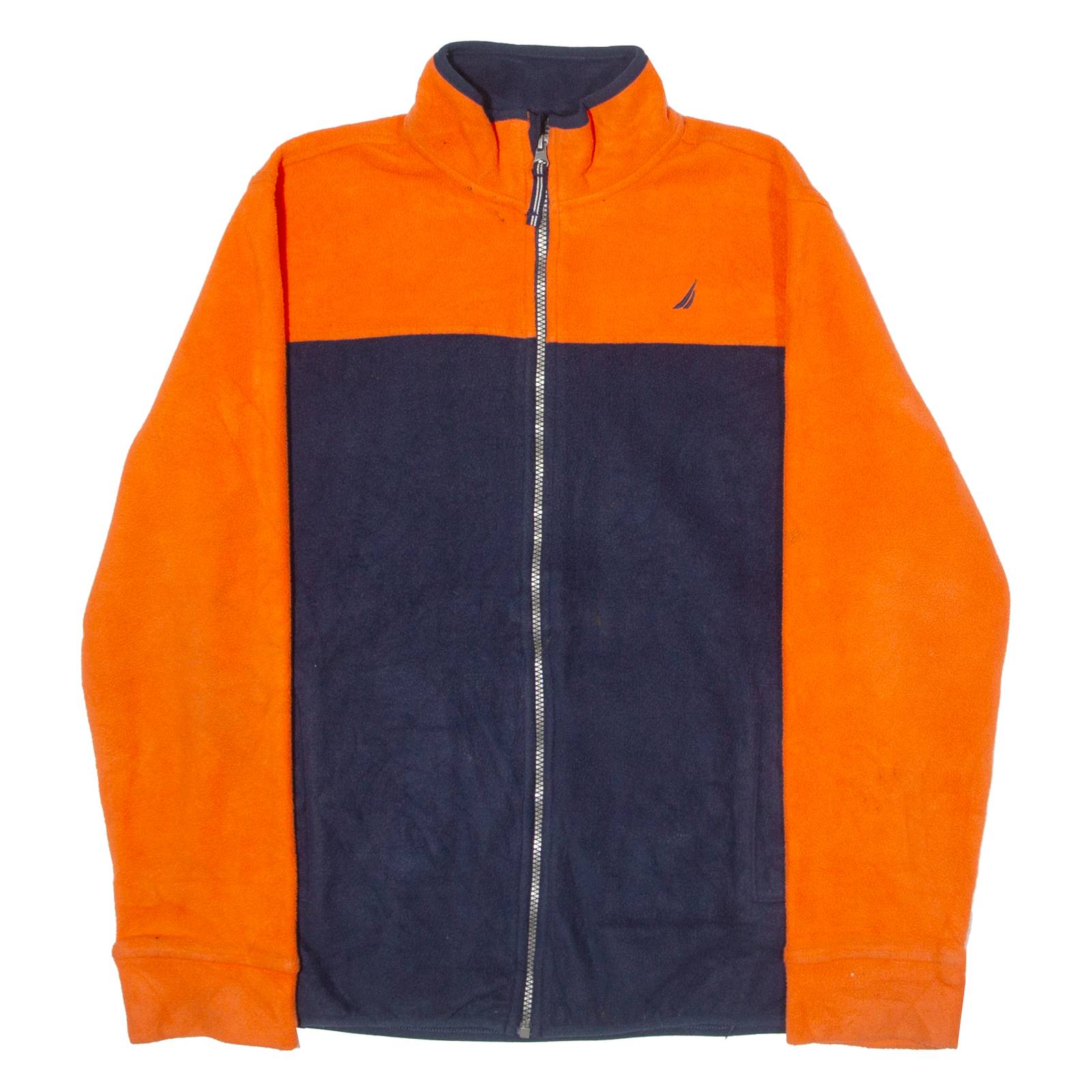 NAUTICA Womens Fleece Jacket Orange Colourblock XL