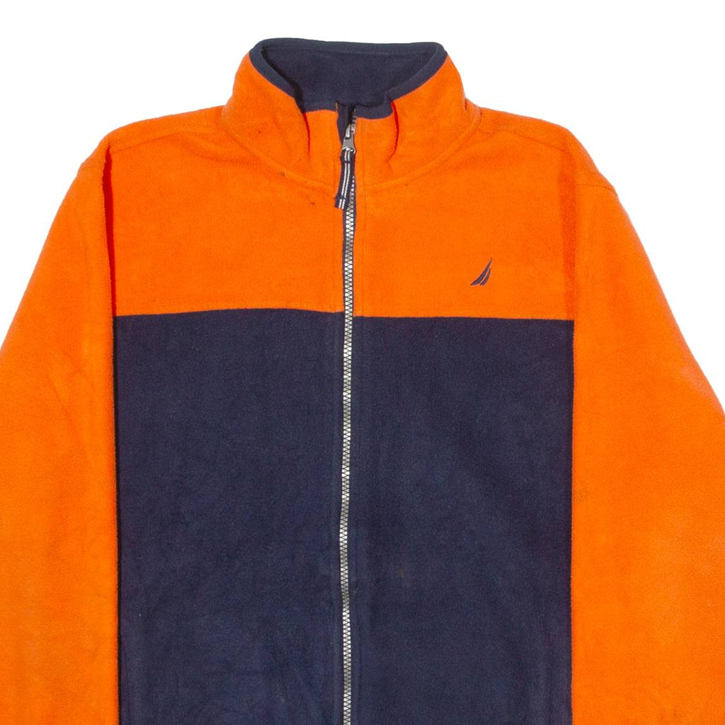 NAUTICA Womens Fleece Jacket Orange Colourblock XL