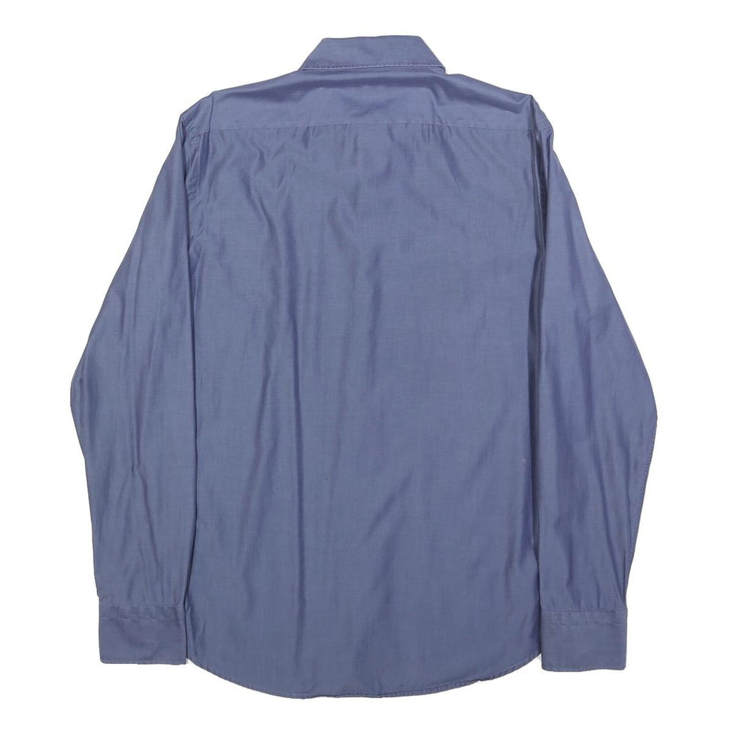 BOSS HUGO BOSS Mens Blue Plain Cotton Shirt L Regular Fit Formal Button Collar