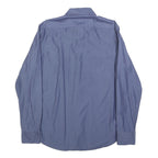 BOSS HUGO BOSS Mens Blue Plain Cotton Shirt L Regular Fit Formal Button Collar