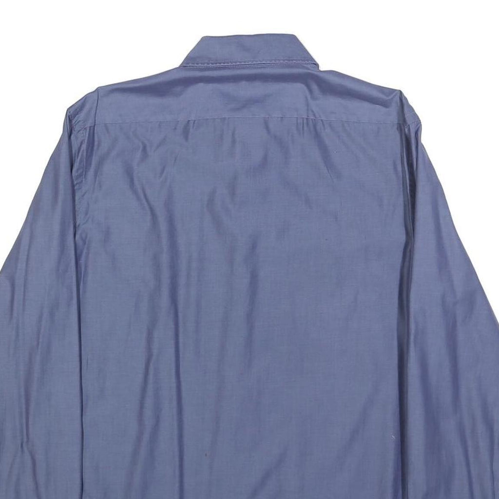 BOSS HUGO BOSS Mens Blue Plain Cotton Shirt L Regular Fit Formal Button Collar